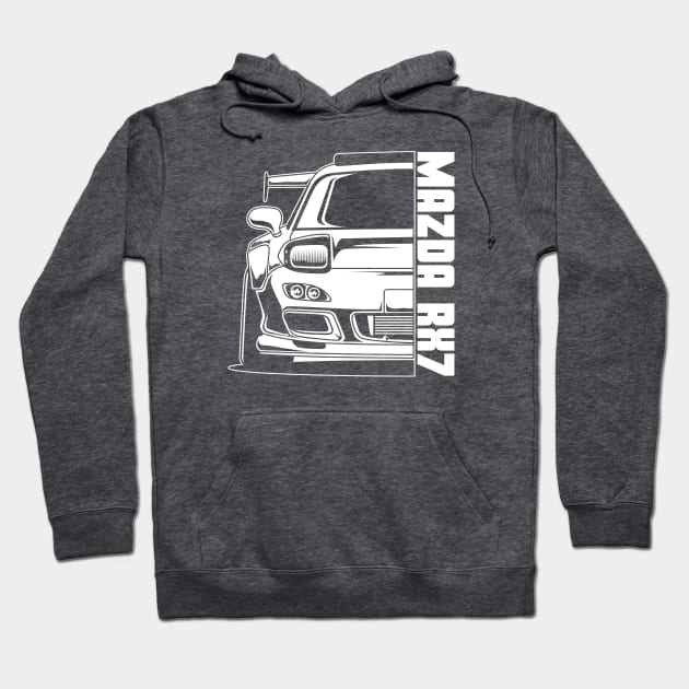 Mazda RX7 White Print Hoodie by cturs